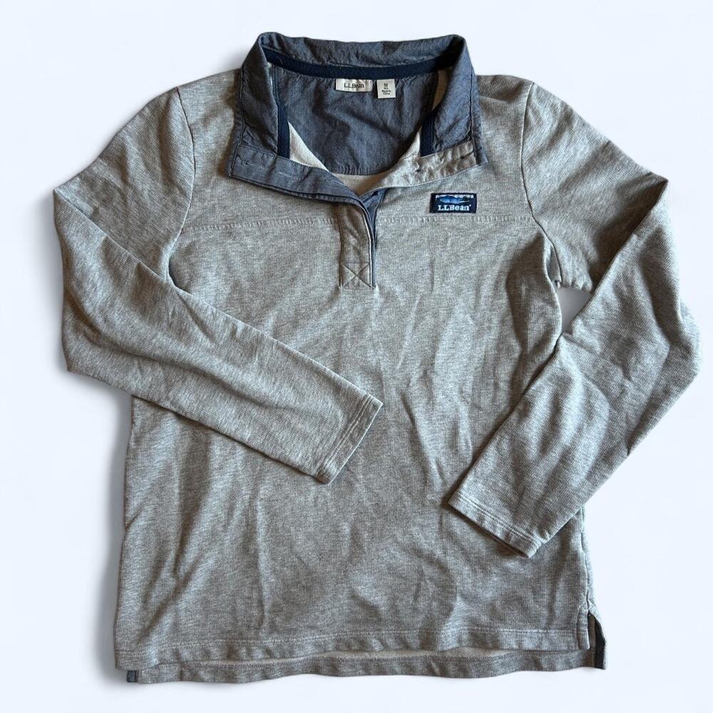 Llbean gray quarter zip pullover